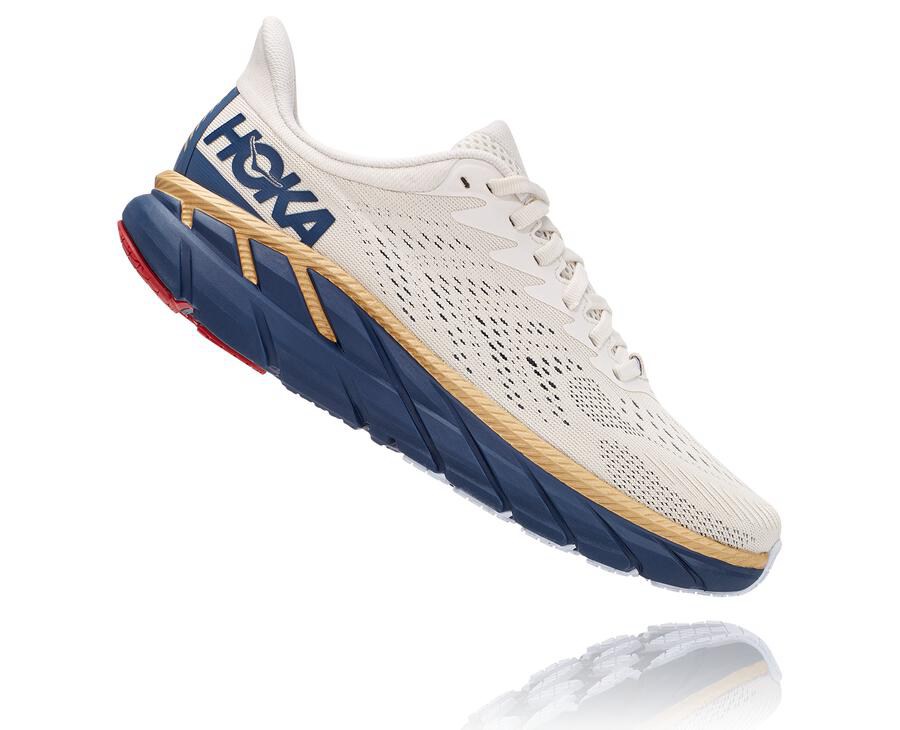 Hoka One One Running Shoes Womens White/Blue - Clifton 7 - 64932KRXM